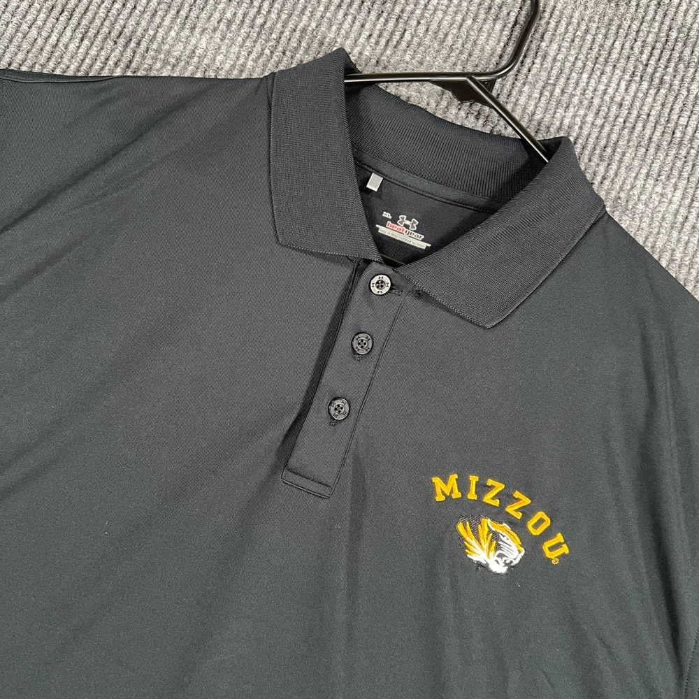Missouri Tigers Mizzou Polo Shirt Mens XL Extra Large Black Under Armour SEC